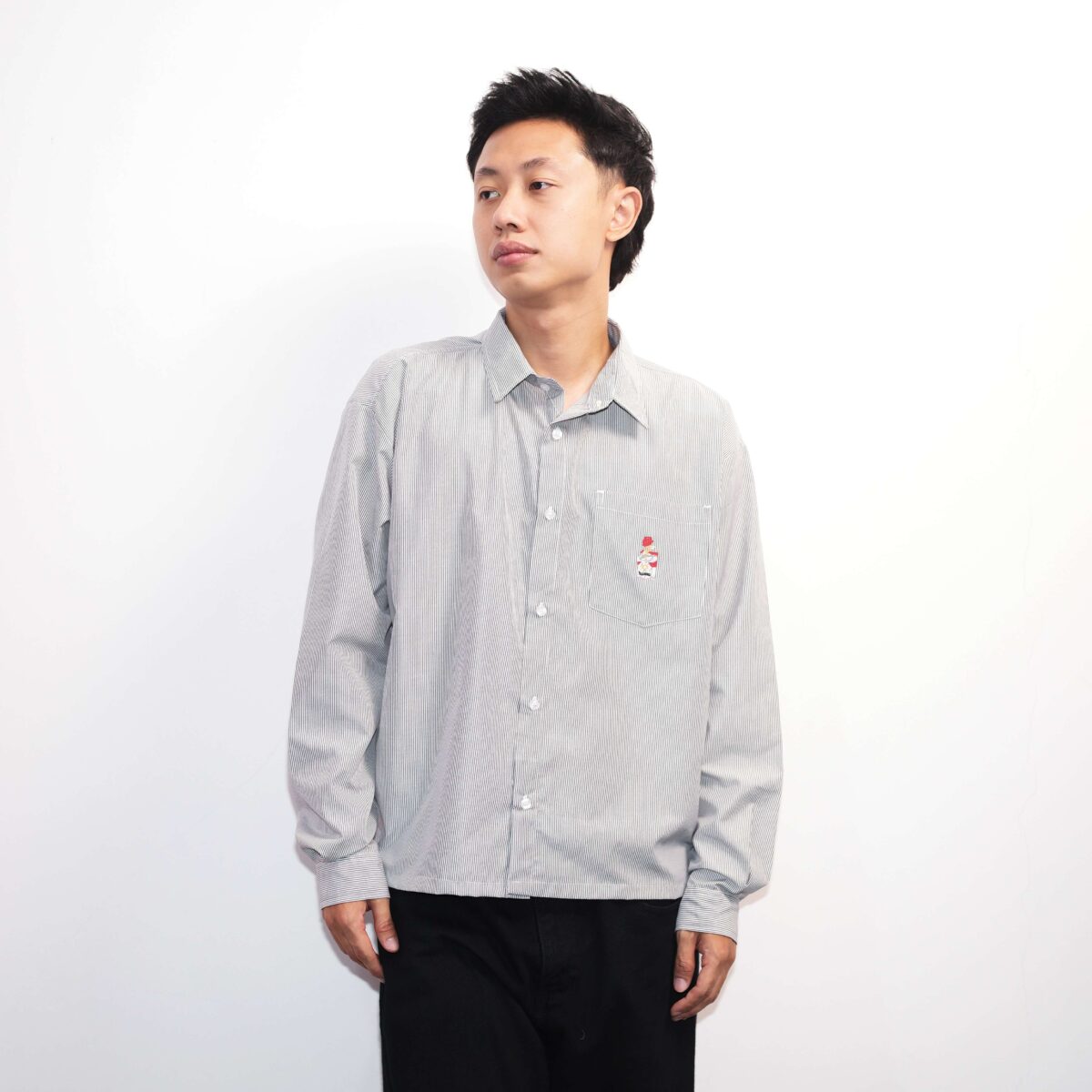 Long Shirt Sierra Striped White Black Thanksinsomnia - Gambar 4