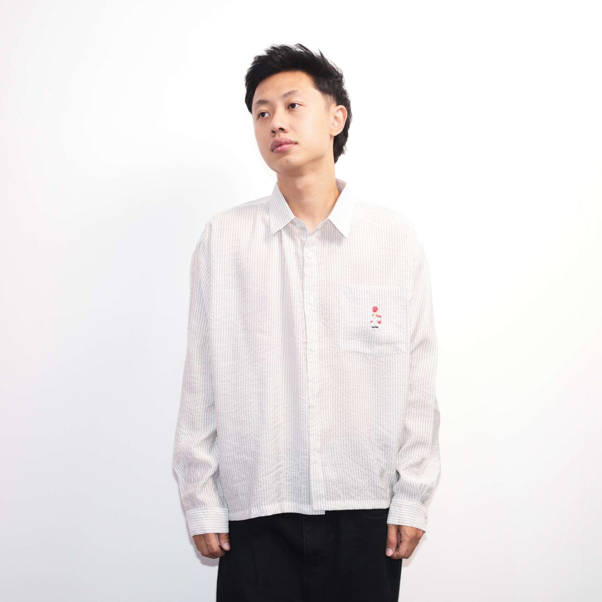 Long Shirt Sierra Striped Broken White Thanksinsomnia - Gambar 4