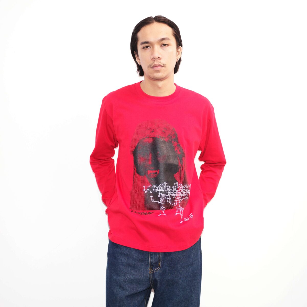 Long Sleeve Olive Red Thanksinsomnia - Gambar 4