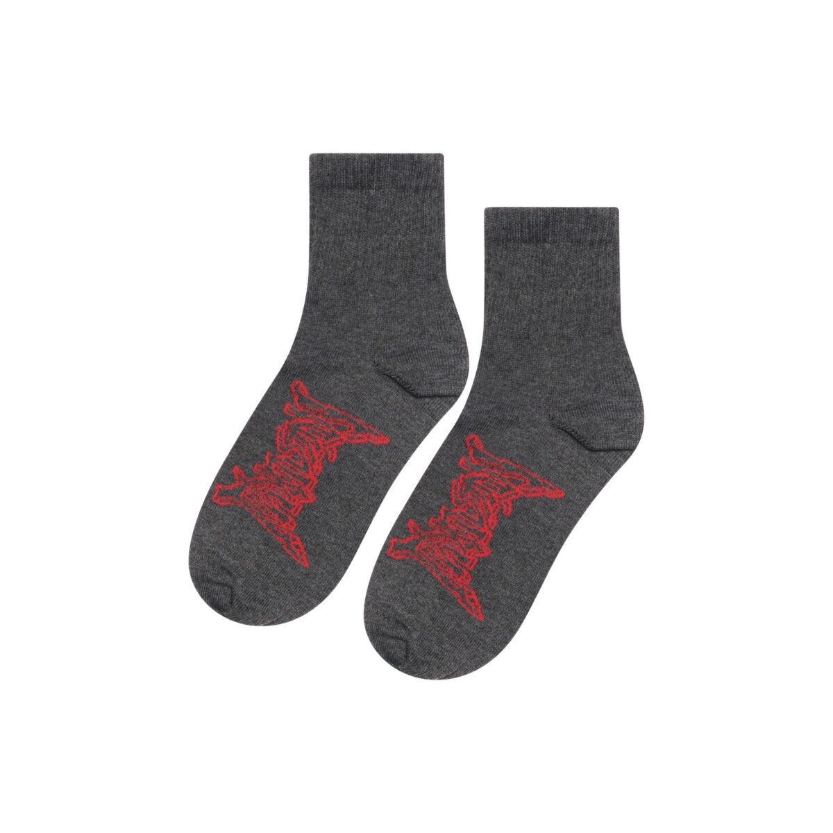 Socks Lenna Dark Grey Red Logo - Low Cut Thanksinsomnia