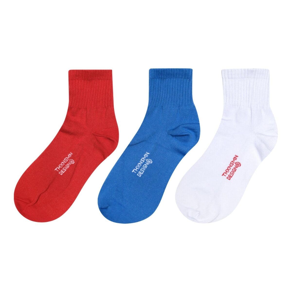 Low Cut Socks Neora White Blue Red - 3 Pairs Thanksinsomnia