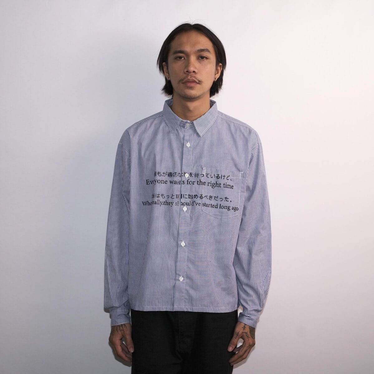 04 - Long Shirt Eirene Striped Blue Thanksinsomnia - Gambar 4