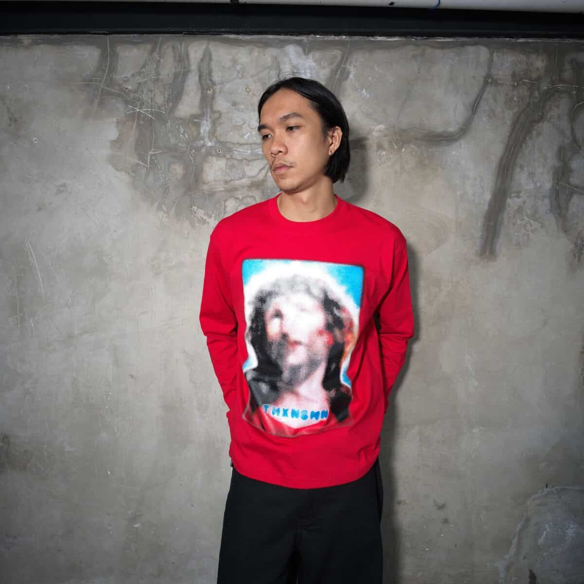 Long Sleeve Messia Red Thanksinsomnia - Gambar 4