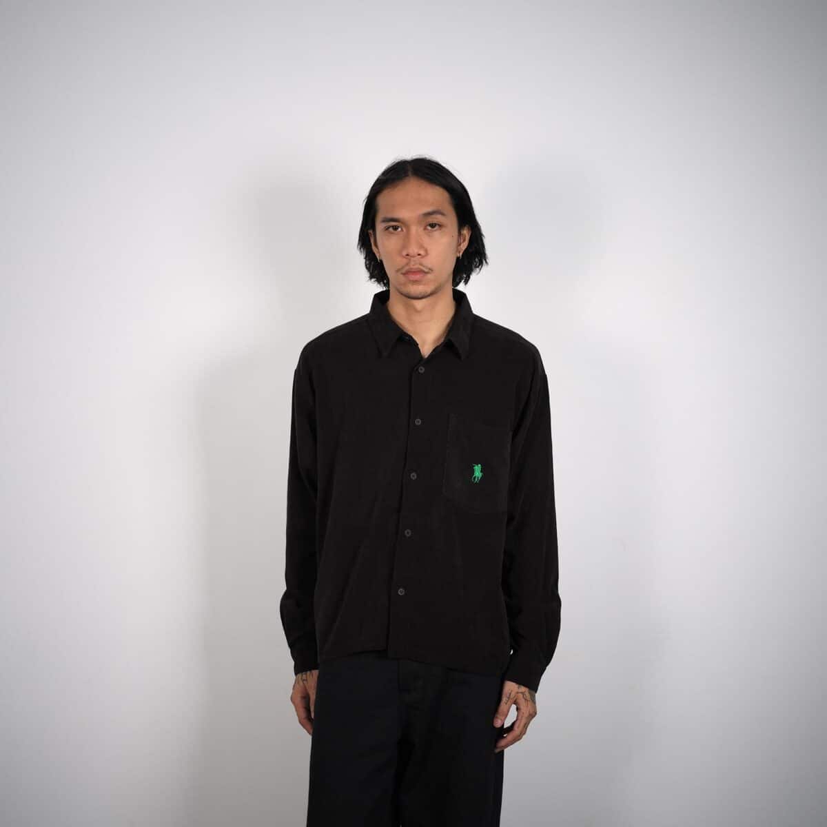 02 - Long Shirt Merys Black Green Logo Thanksinsomnia - Gambar 4