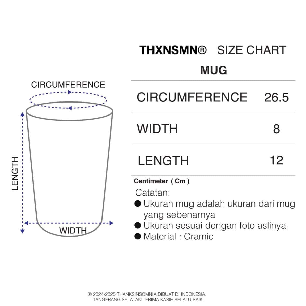 Ceramic Mug Sawne Thanksinsomnia - Gambar 3