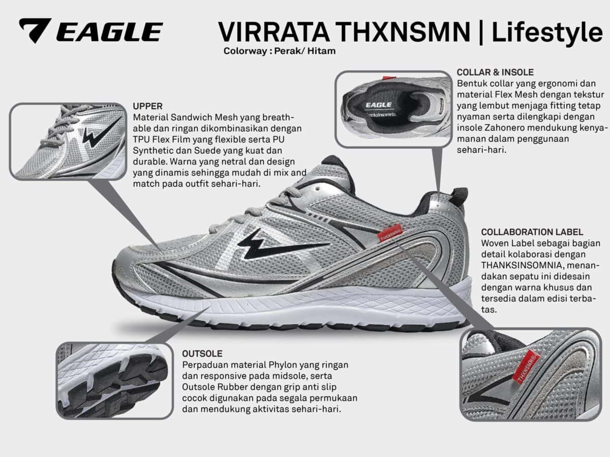 Shoes Thanksinsomnia x Eagle "Virrata" Black Silver Thanksinsomnia - Gambar 9