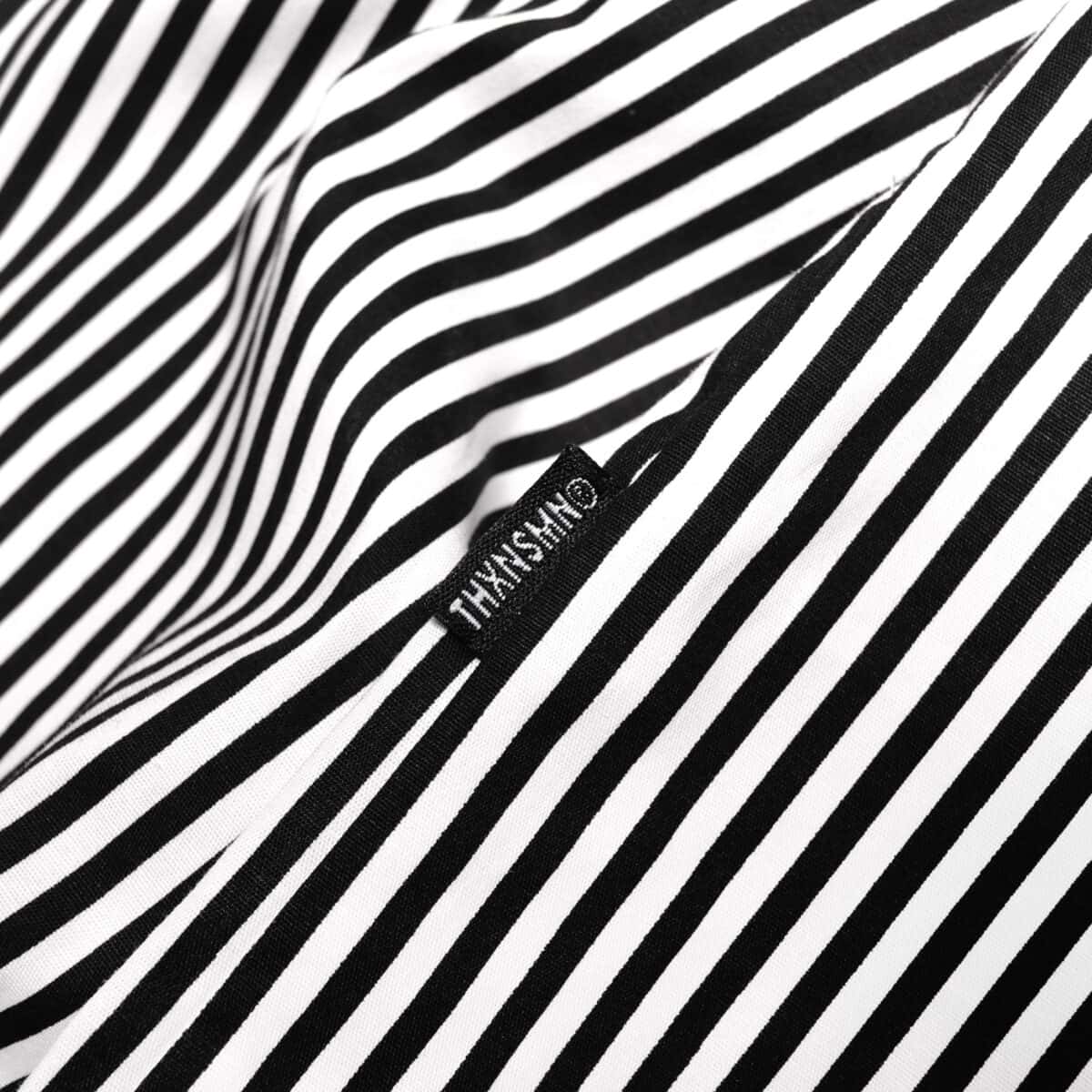 04 - Long Shirt Sunniva Striped White Black Thanksinsomnia - Gambar 2