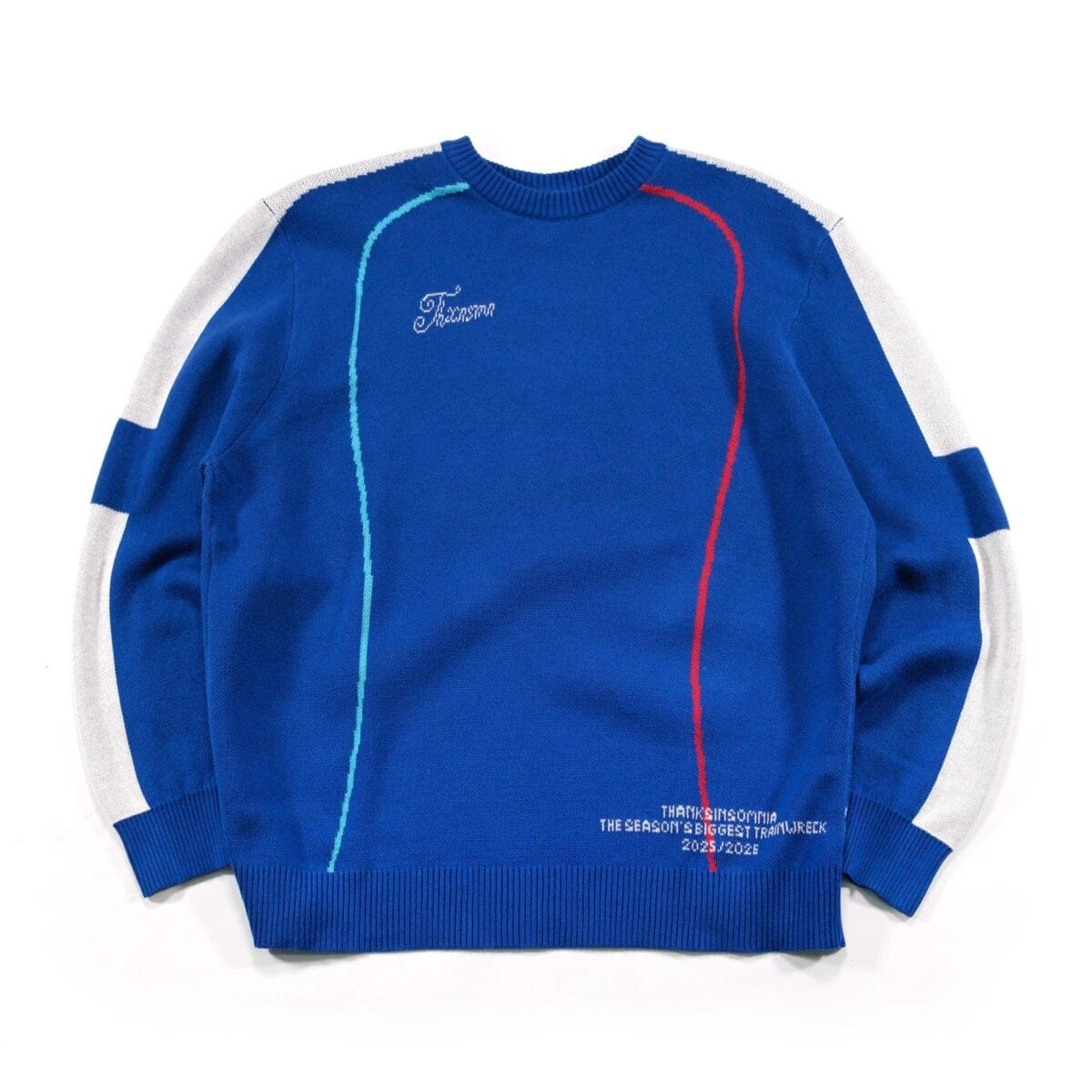 Sweater Knit Jersey Maya Blue White Thanksinsomnia